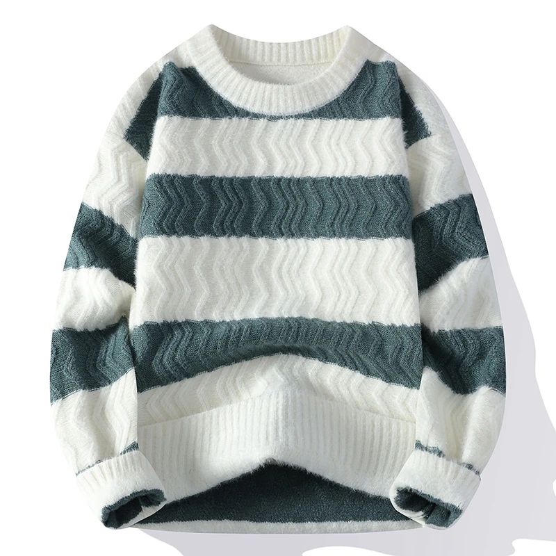 Winter Clothes Shop - Sweter w paski męski jesienno-zimowy młodzieżowy,