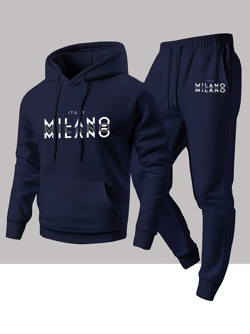 Warm Winter Clothing - Męski modny zestaw z nadrukiem liter,
