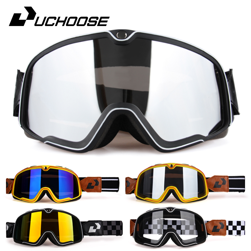 Snow Goggle Uv - Gogle rowerowe Skórzane gogle na przednią