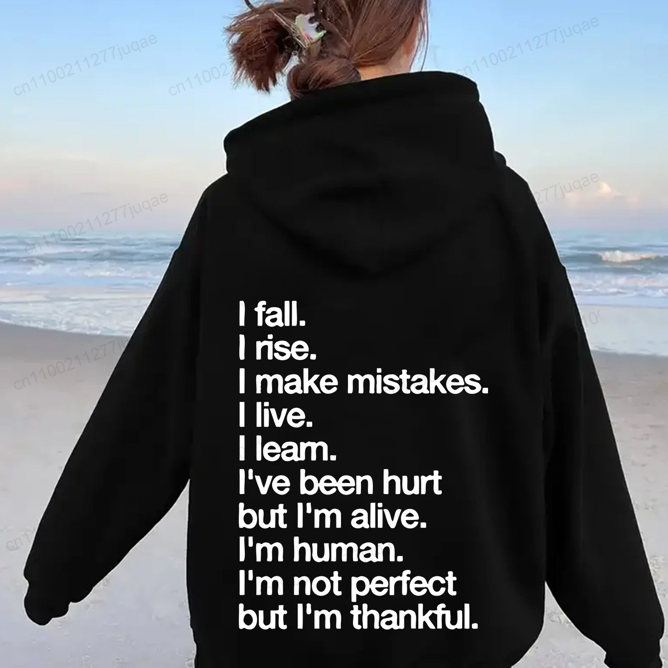 Winter Clothing Quotes - Damska bluza z kapturem z nadrukiem,
