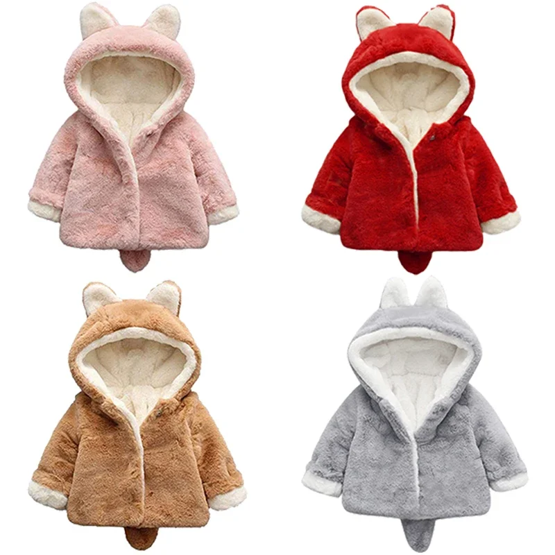 Winter Clothing Toddler - Urocze kocie uszy pluszowa kurtka dziecięca