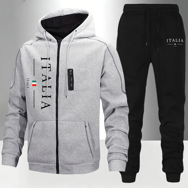 Warm Winter Clothing - Męski dres z nadrukiem, casualowa bluza