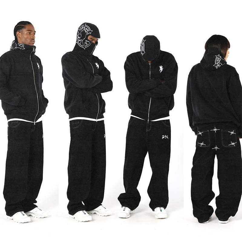 Winter Clothes Shop - Haft graficzny Streetwear bluza z kapturem