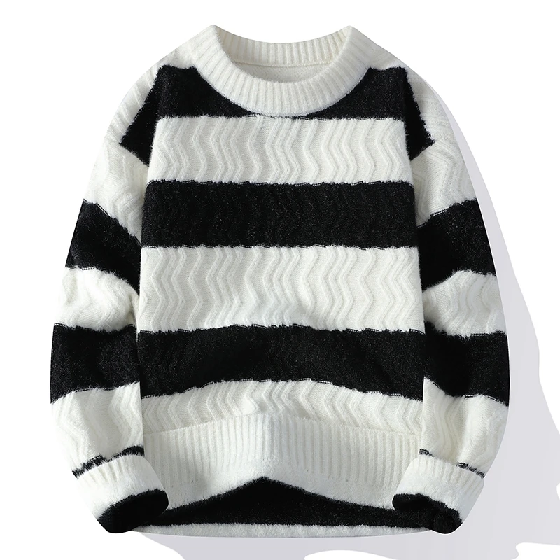 Sweter w paski męski jesienno- – Winter Clothes Shop recenzja i cena