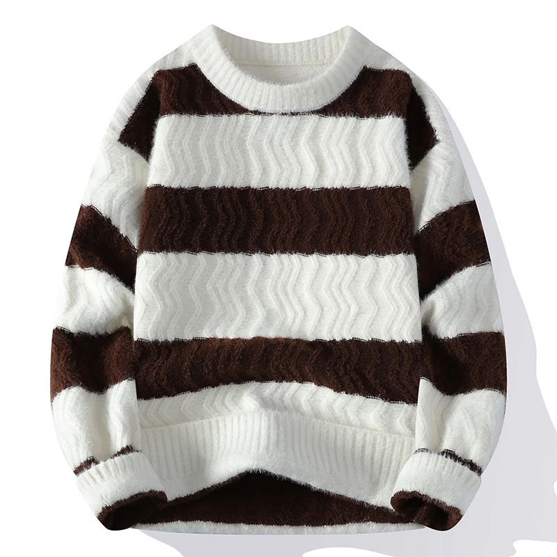 Sweter w paski męski jesienno- – Winter Clothes Shop recenzja i cena